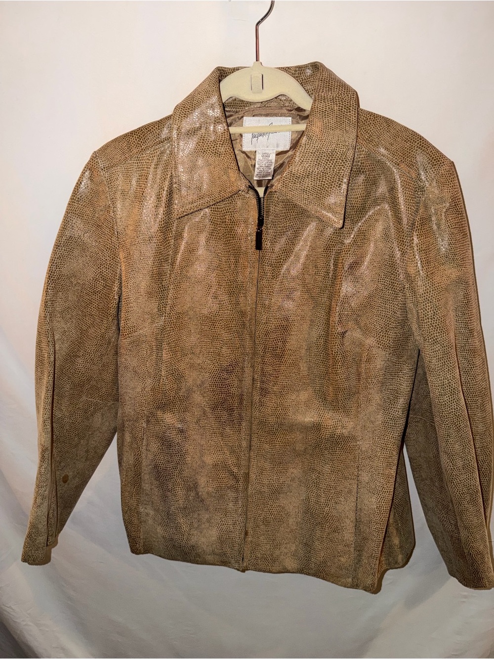 Jacqueline Ferrar Tan/Brown Leather Jacket